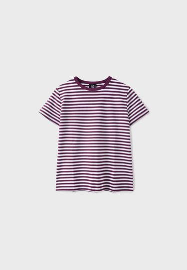 B02 Striped soft-touch regular fit T-shirt — Dark purple 7