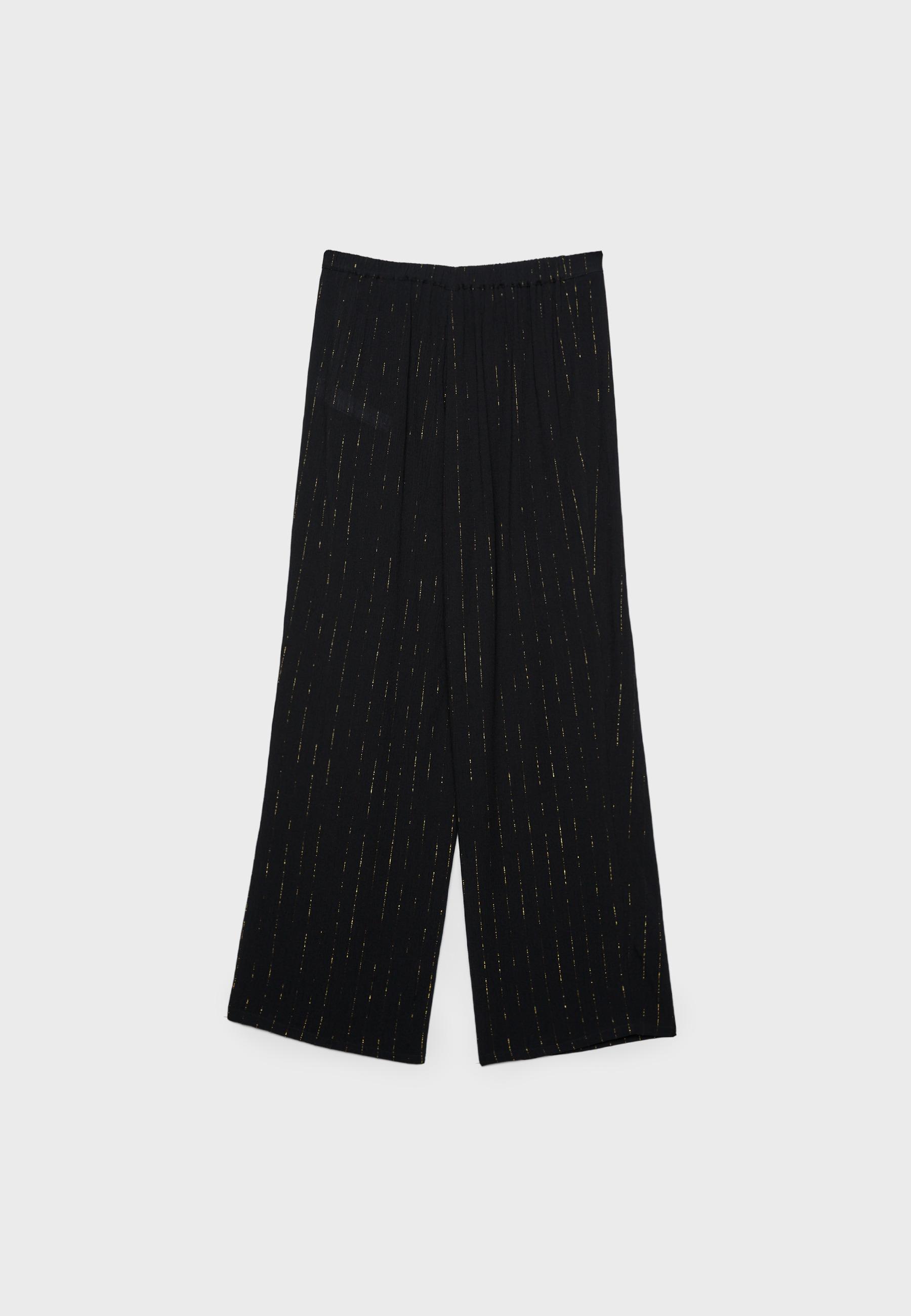 Flowing metallic thread trousers — Black