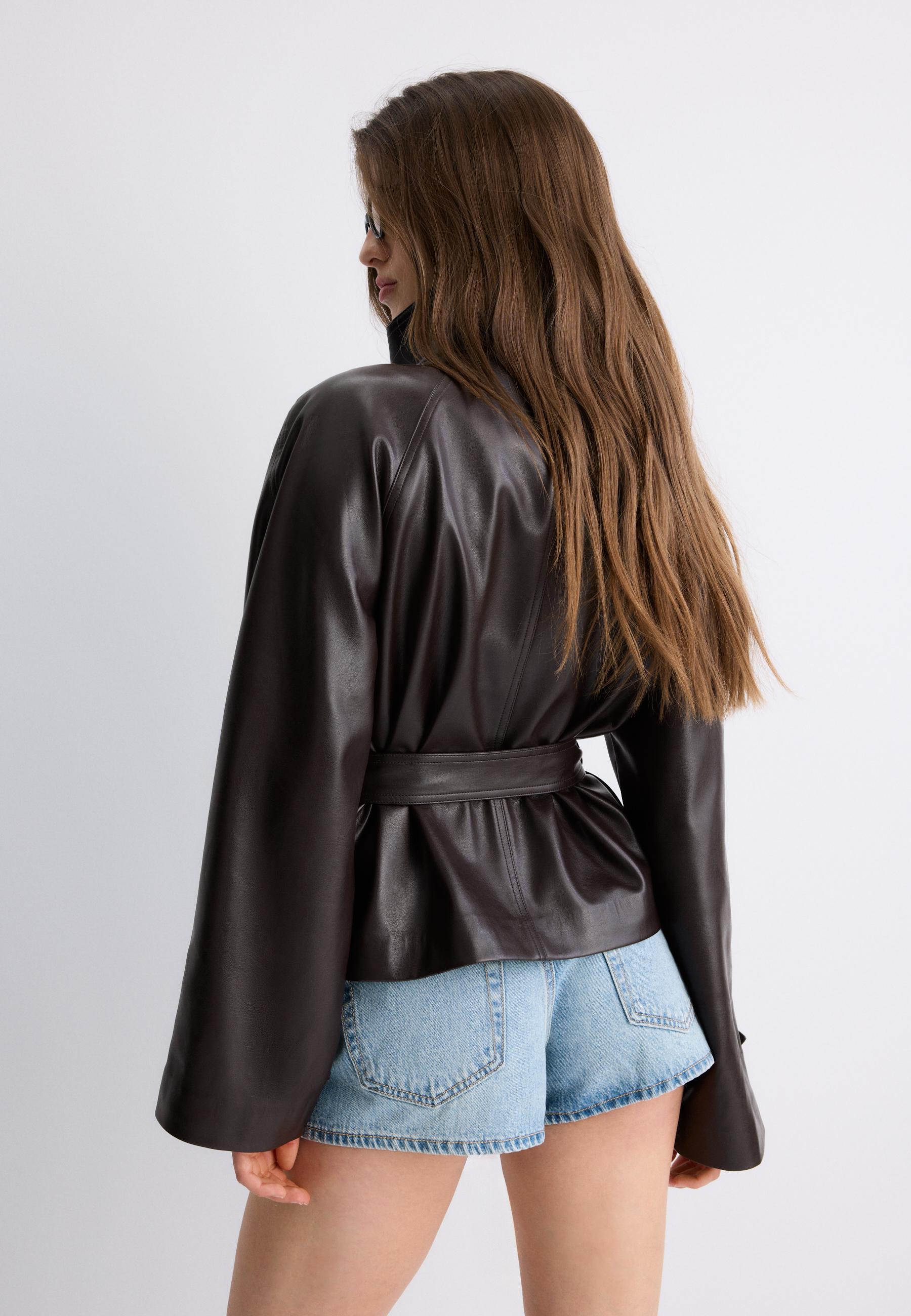 High neck leather effect trench coat - Women's fashion