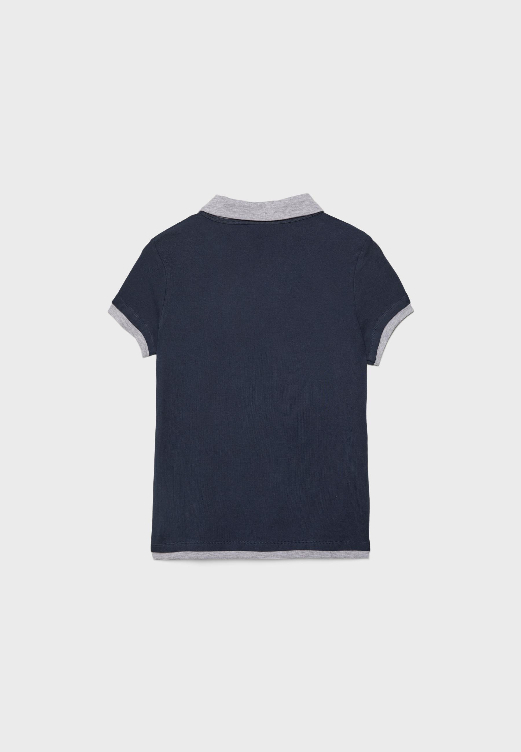 Double-layer short sleeve polo T-shirt — Navy blue
