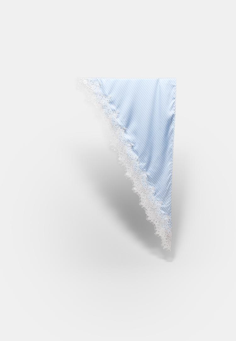 Stradivarius Παρεό Ριγέ Δαντέλα Μπλε Os