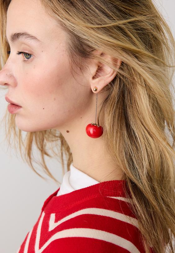 Stradivarius Tomato Earrings Red Os