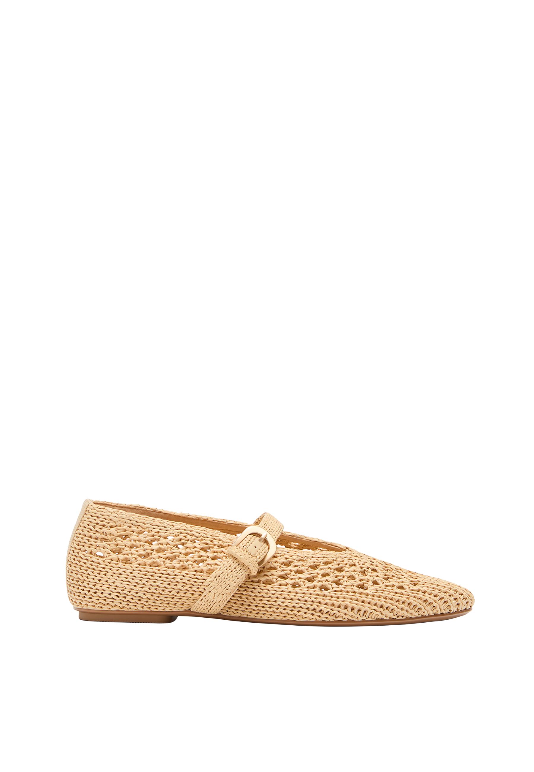 Openwork strap ballet flats — BEIGE