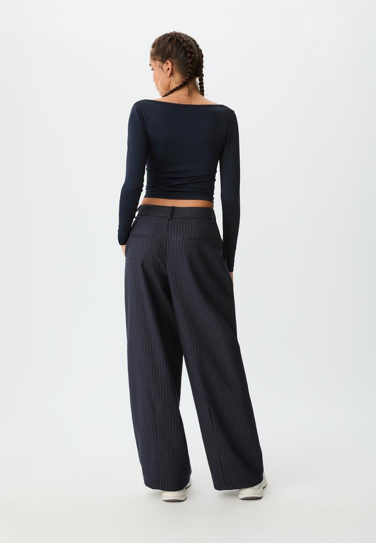 striped smart trousers with darts