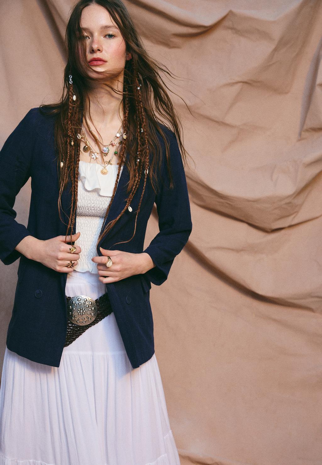Open linen blend blazer