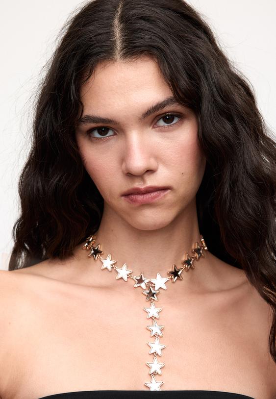 collier lariat etoile effet cristal