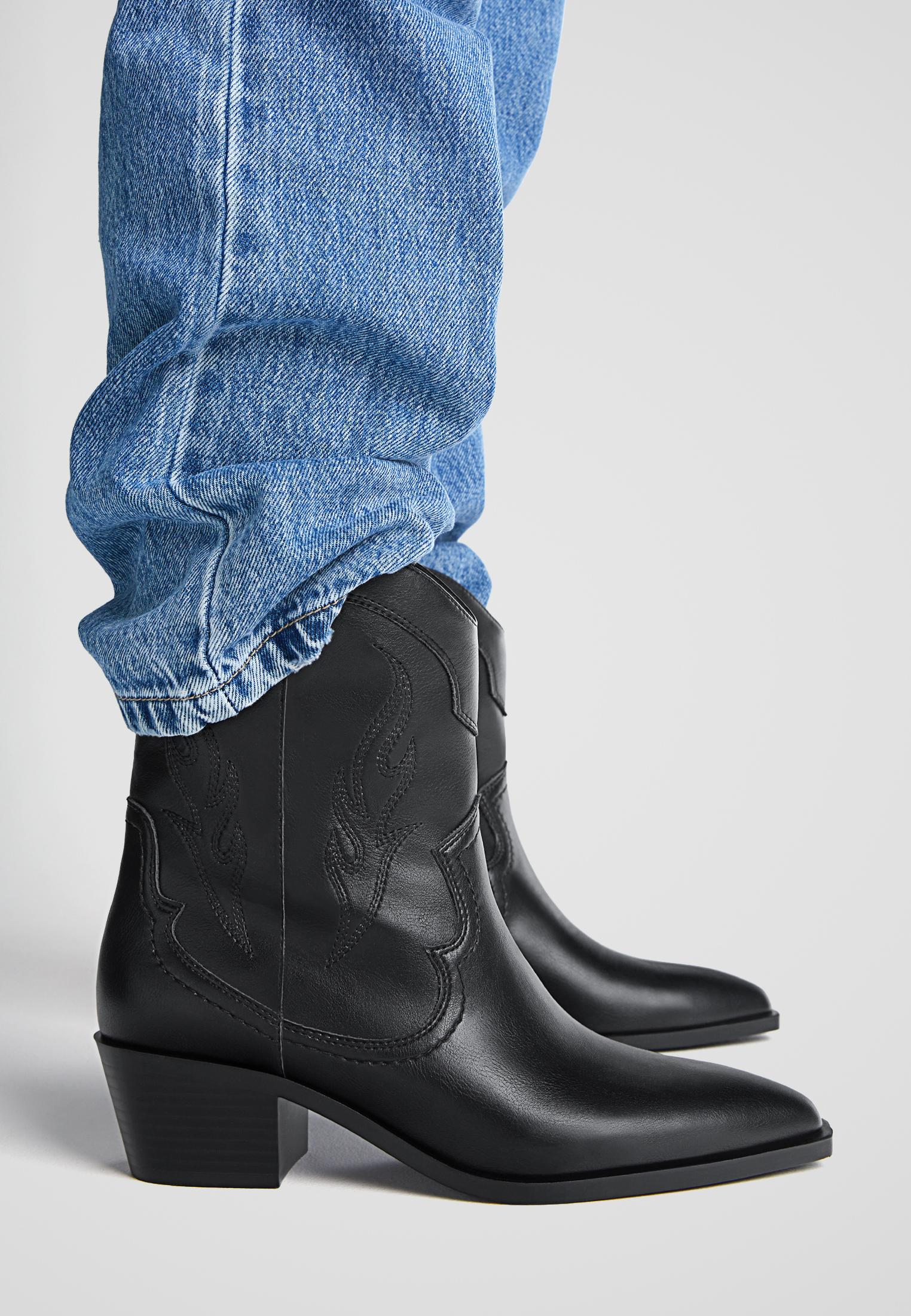 Embroidered cowboy ankle boots - Women's fashion | Stradivarius United  States