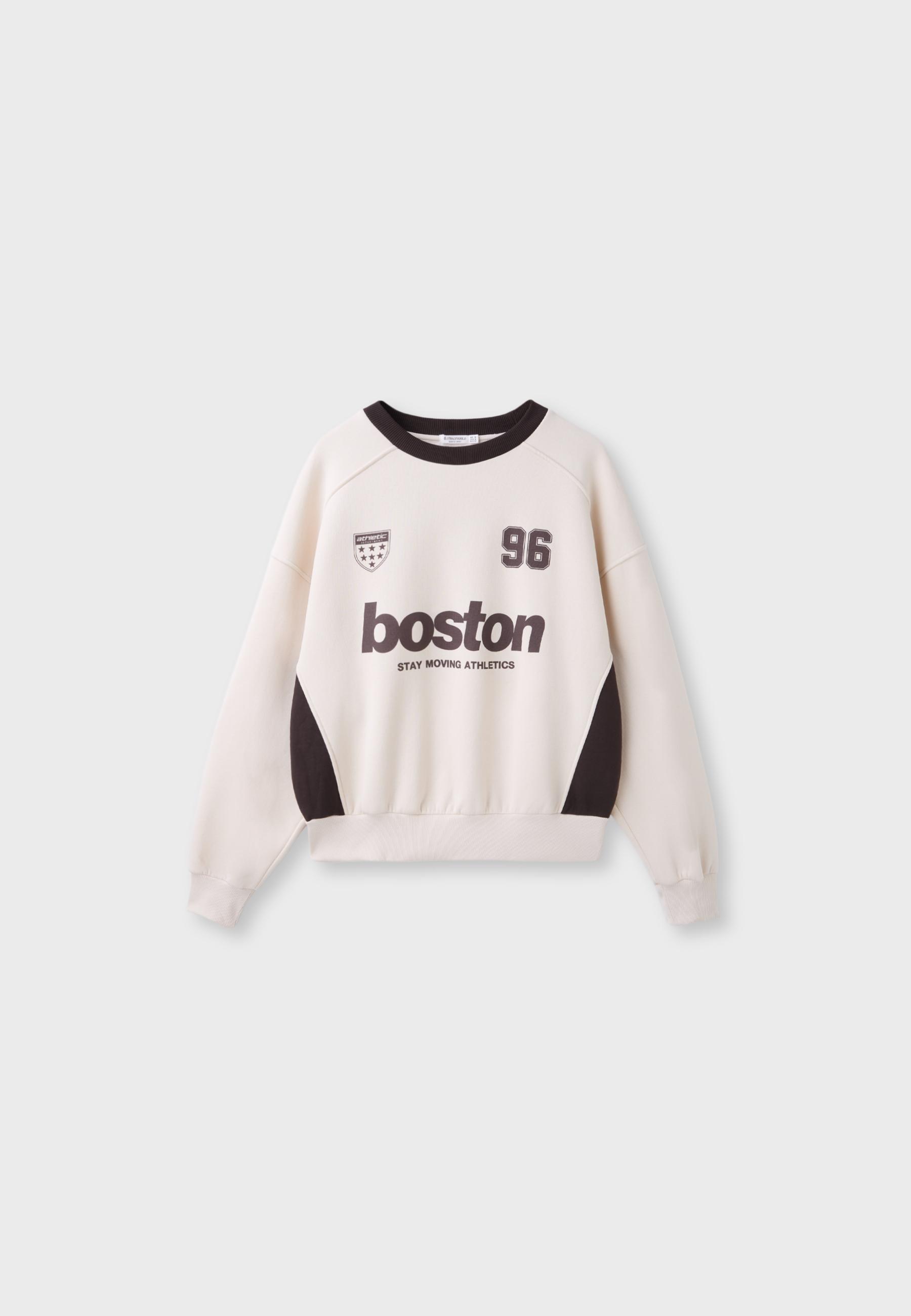 Contrast collar sweatshirt — Ecru