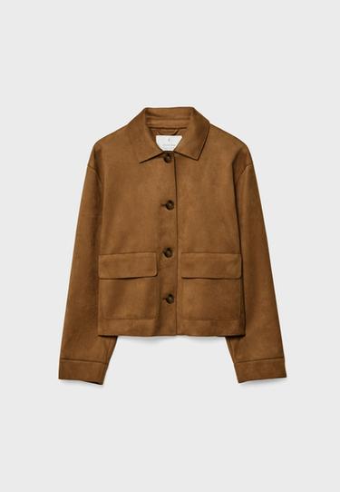 Suni süet cepli ceket - Görsel 15