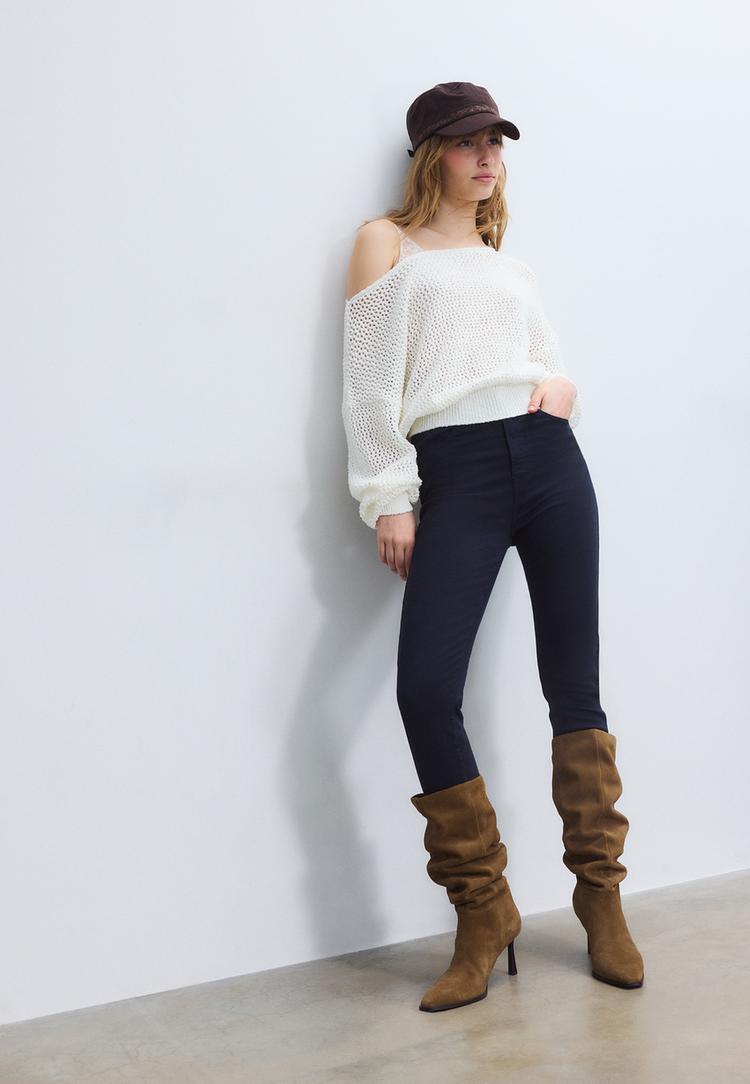 Stradivarius Super Ψηλόμεσο Σκούρο Μπλε 38