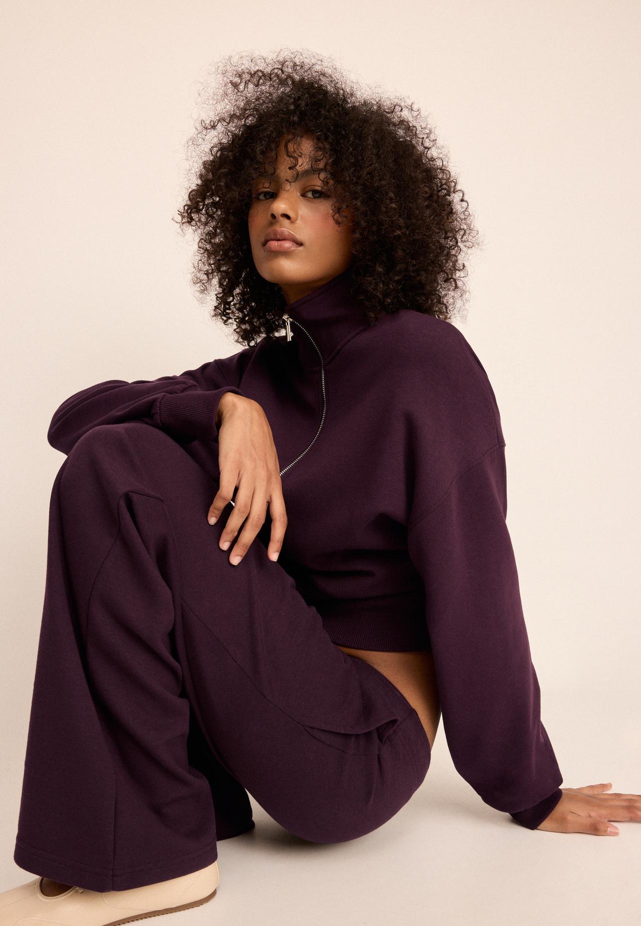 Wide-leg jogger trousers — Dark purple