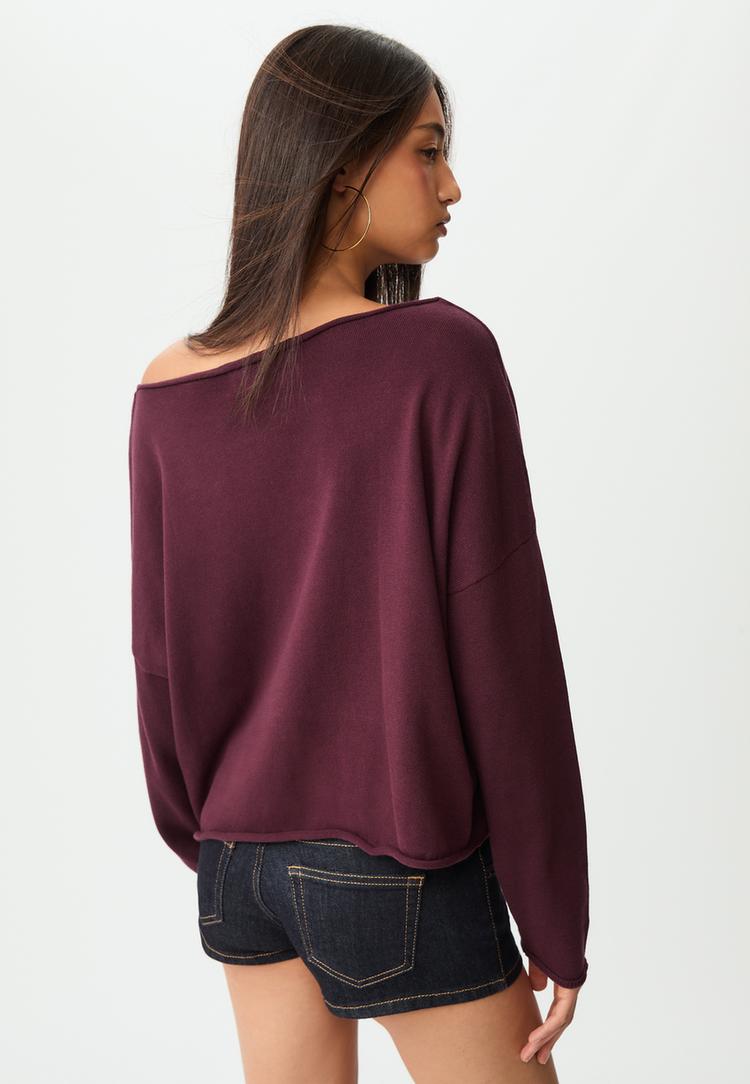 maglia crop scollo a barchetta