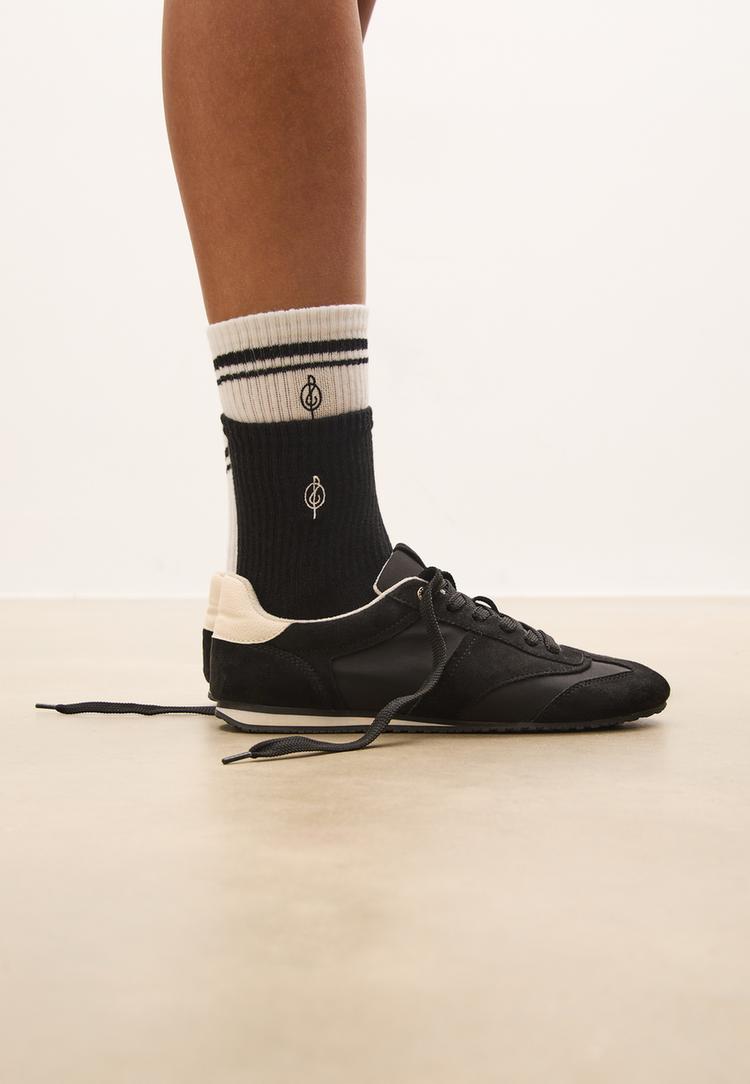 pack de 2 pares de meias de riscas e bordado
