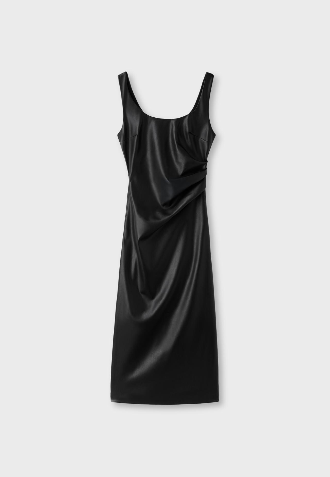 Leather effect midi dress — Black