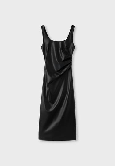 Leather effect midi dress — Black 7