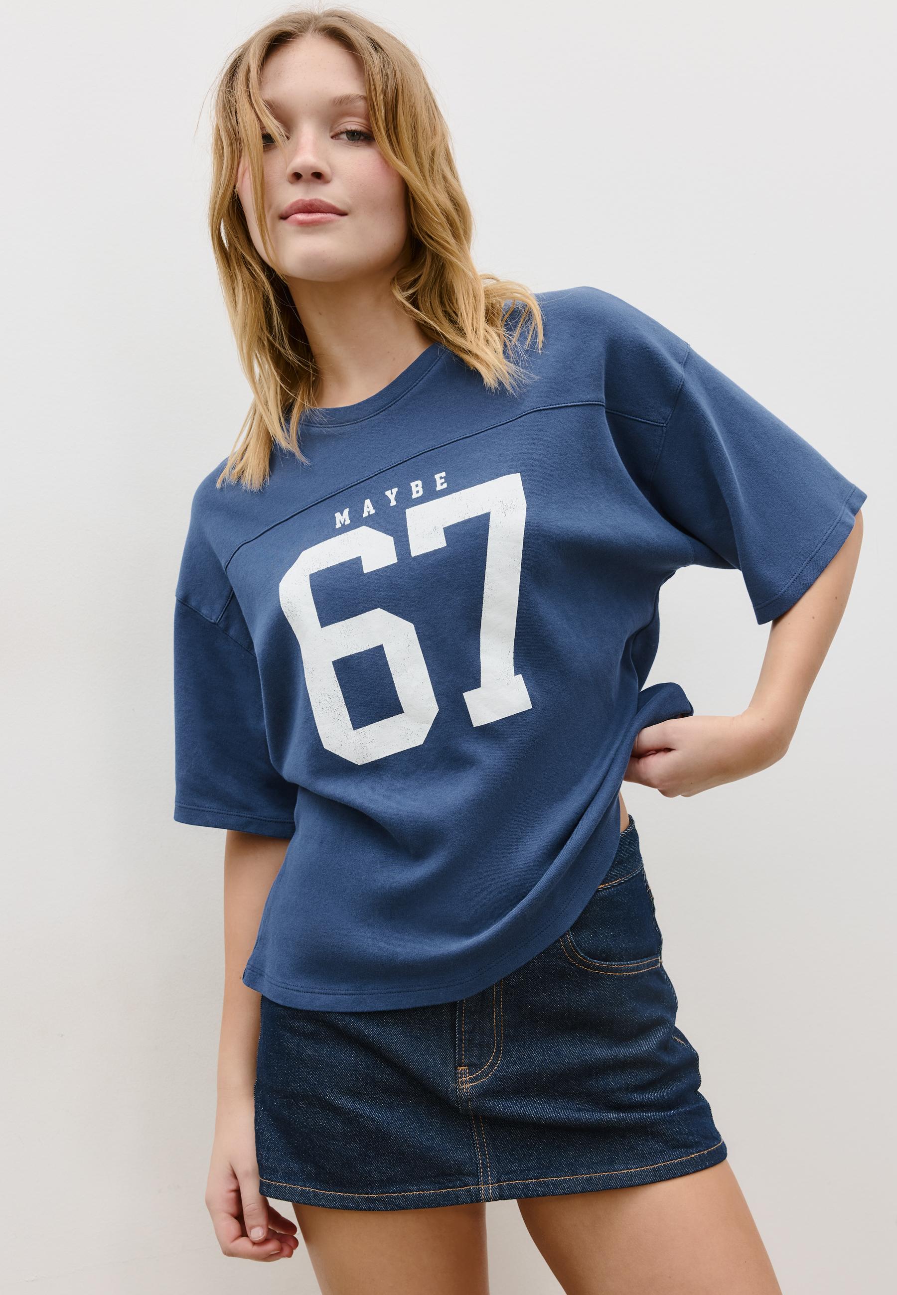 Short sleeve T-shirt with graphic detail — Navy blue