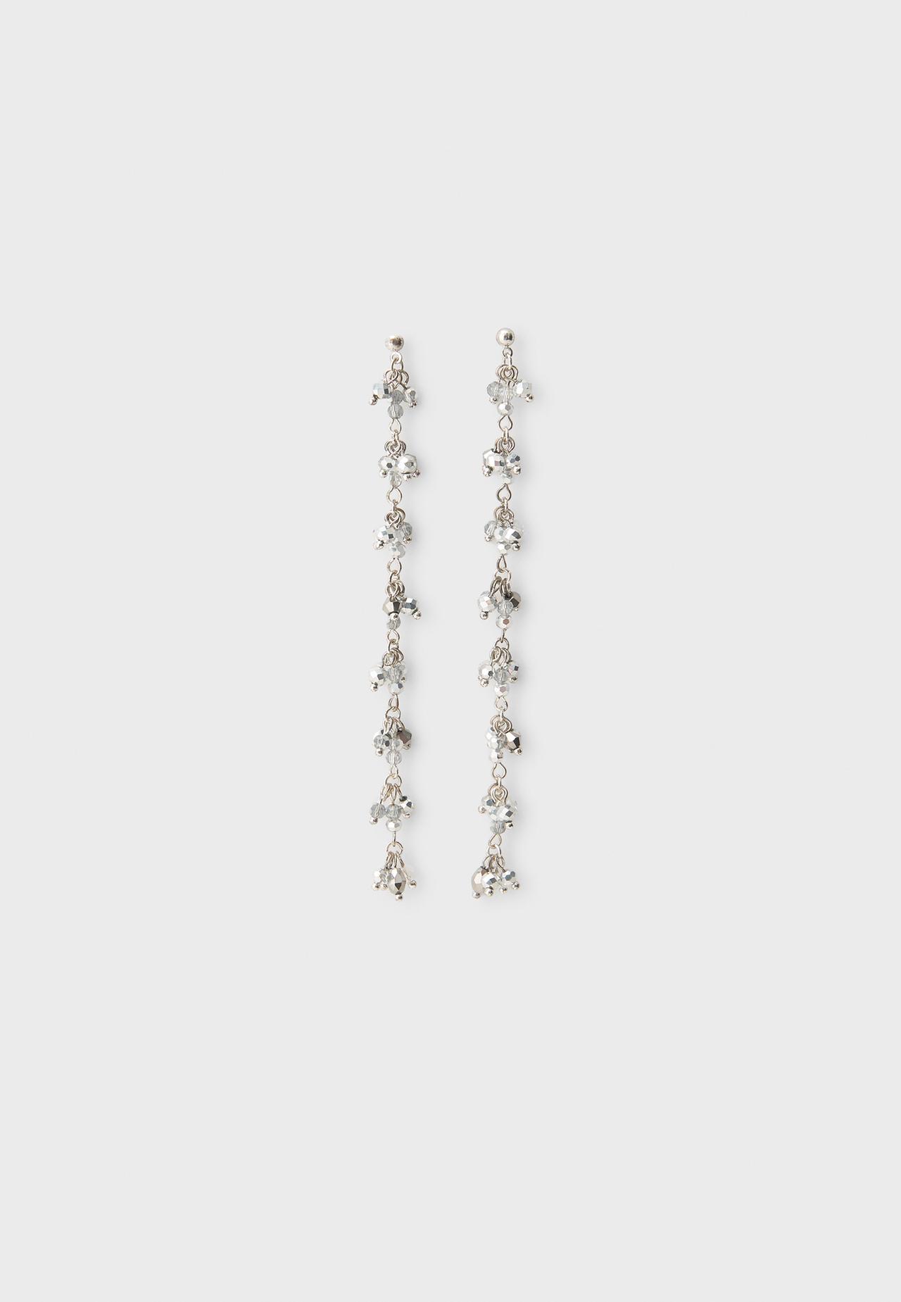 Beaded chain dangle earrings — Grey
