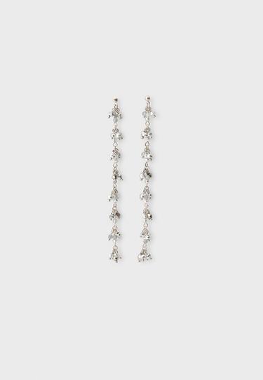 Beaded chain dangle earrings — Grey 1