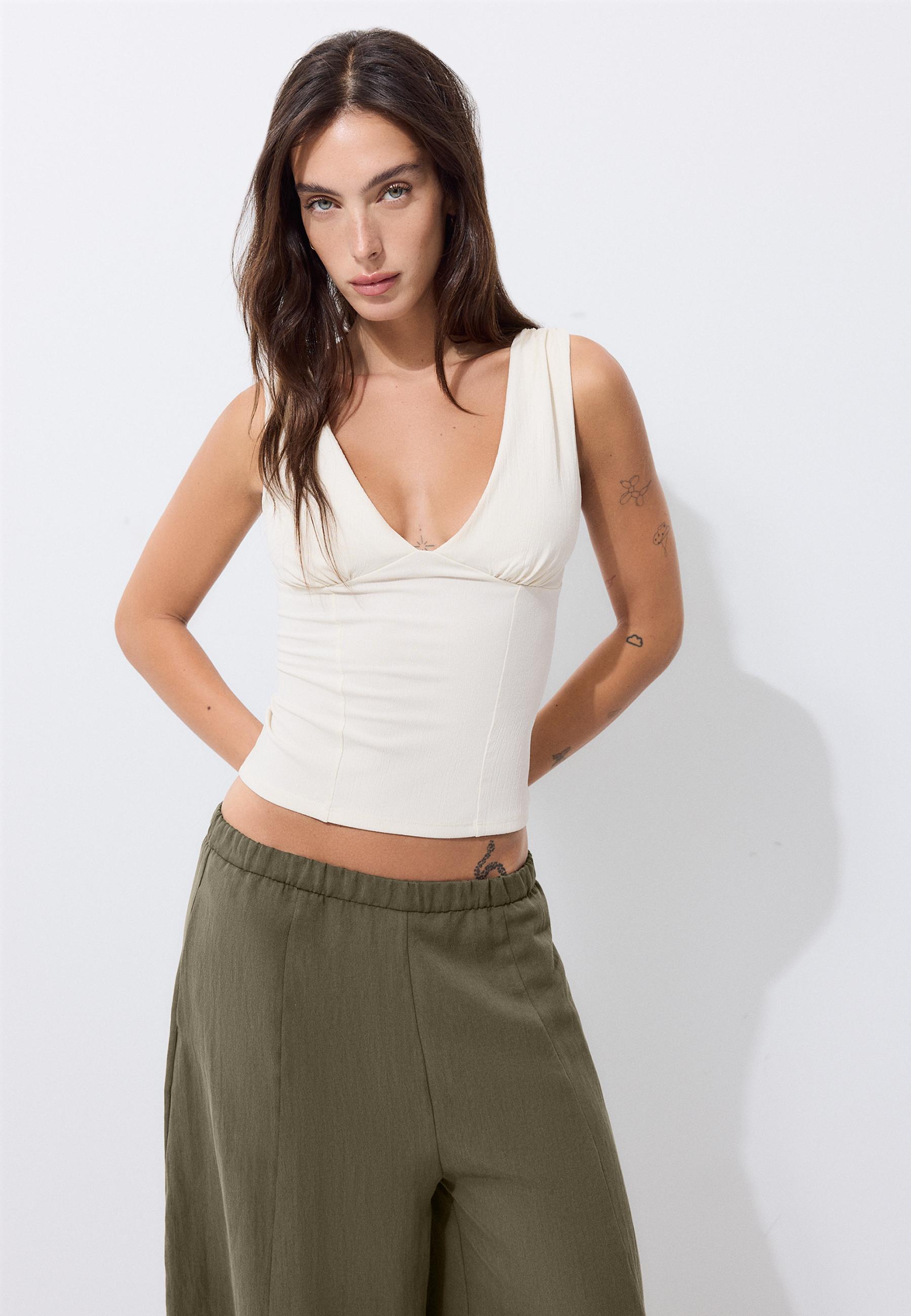 Fitted wide-strap top — Ice