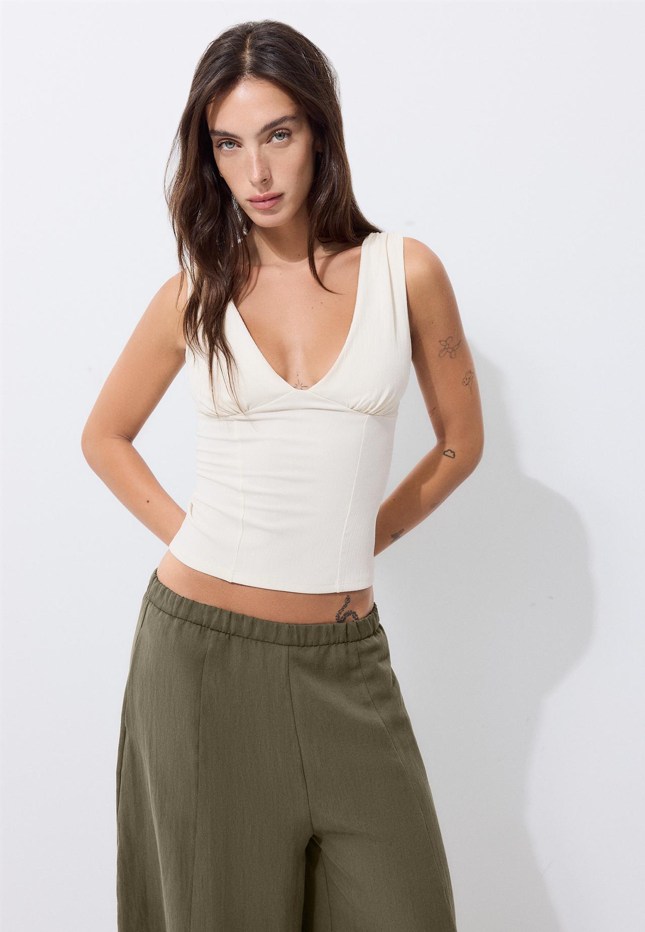 Fitted wide-strap top — Ice