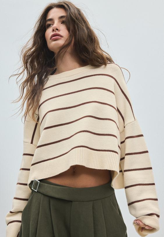 jersey punto crop rayas