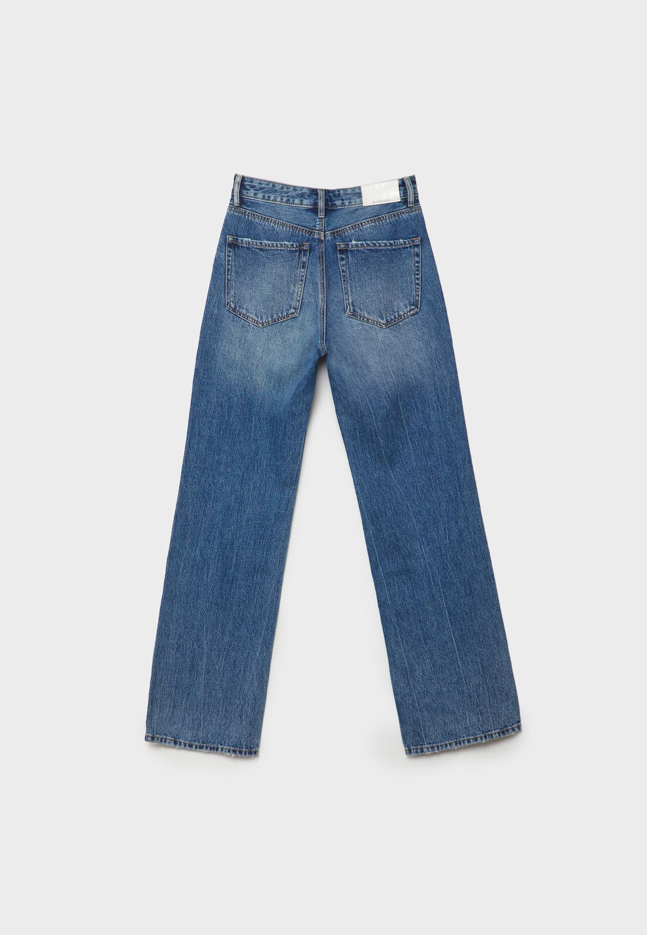 D92 Ripped straight wide-leg jeans — MEDIUM BLUE DENIM
