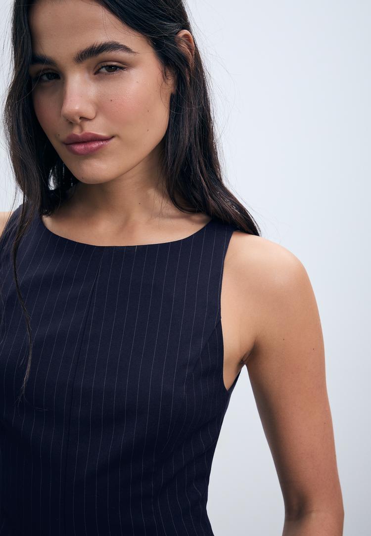 striped sleeveless peplum top