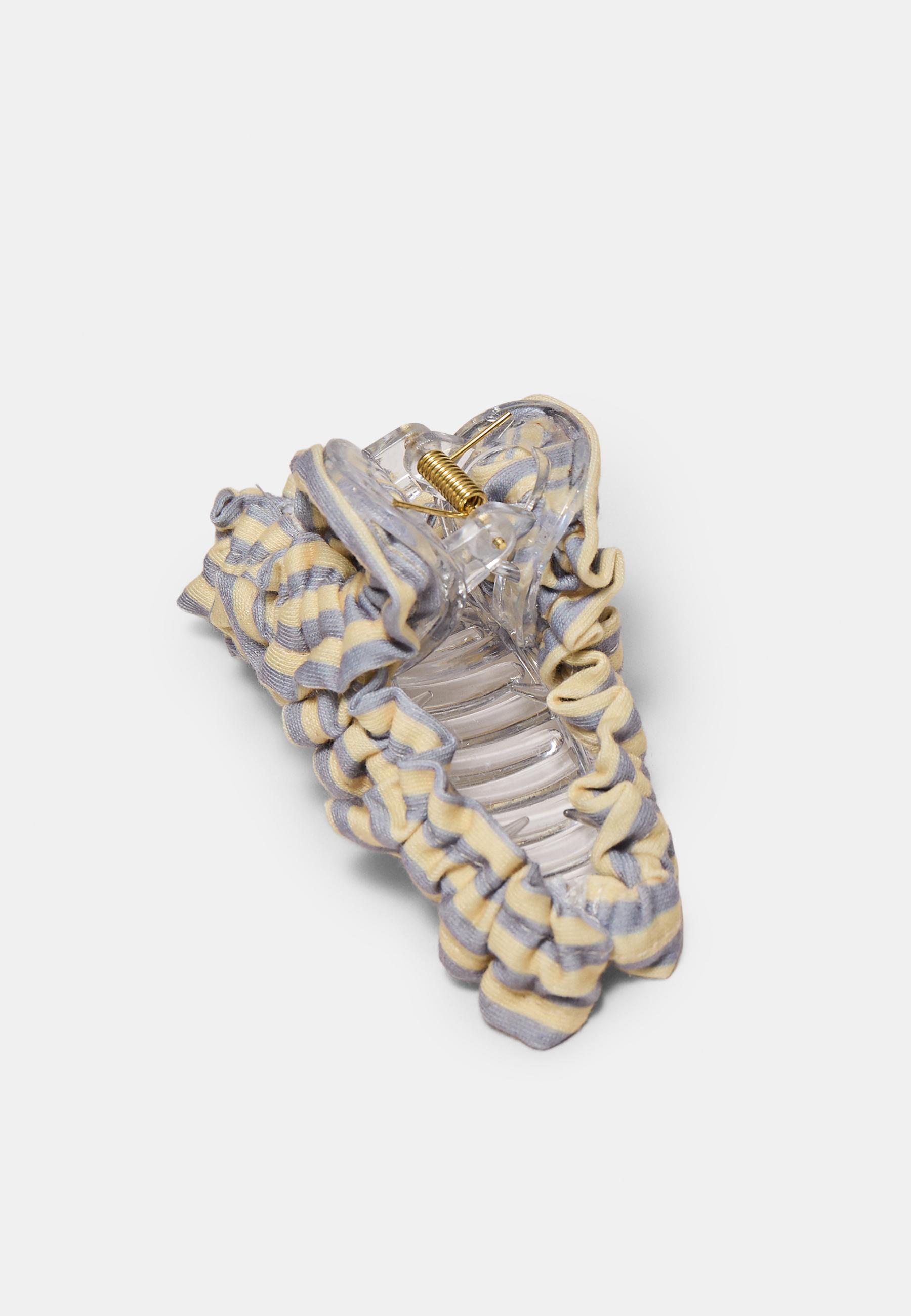 Striped woven hair clip — Yellow