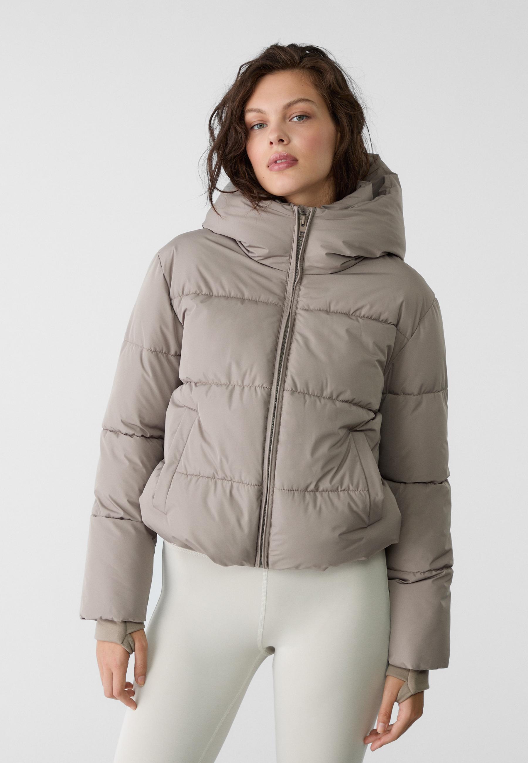 Hooded padded jacket — Brown