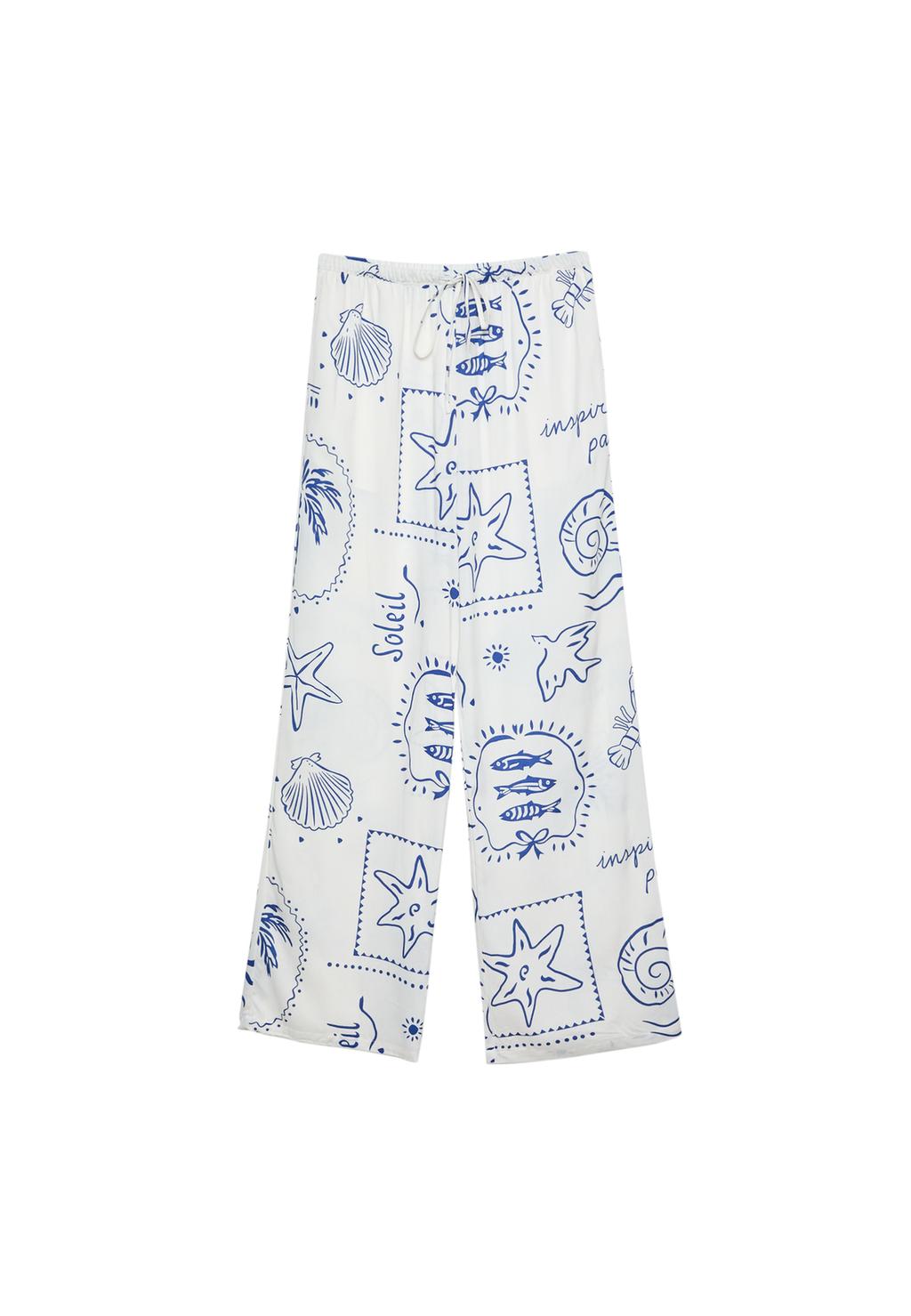 Pantaloni lungi fluizi cu imprimeu