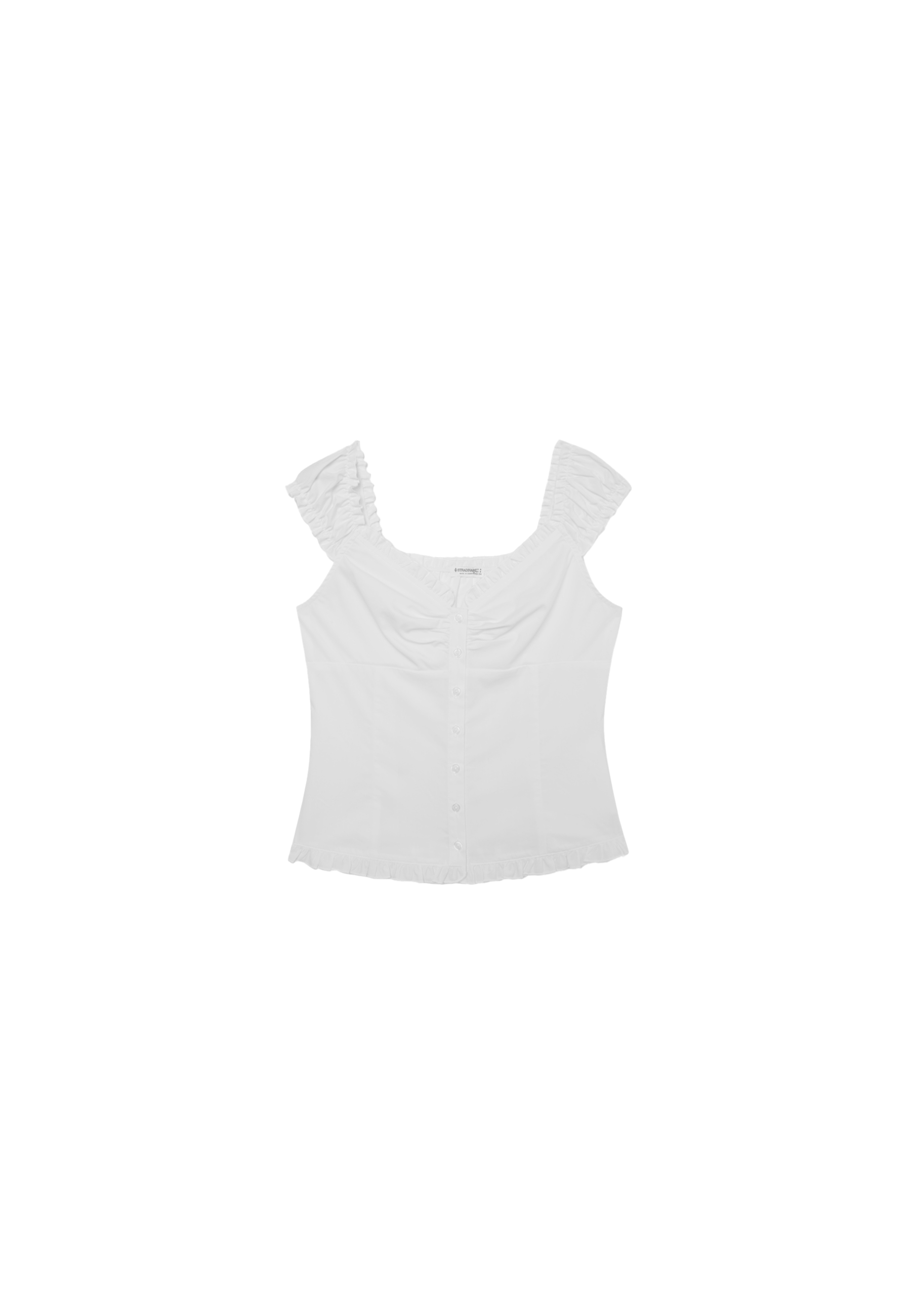 Sweetheart neck top with buttons — White