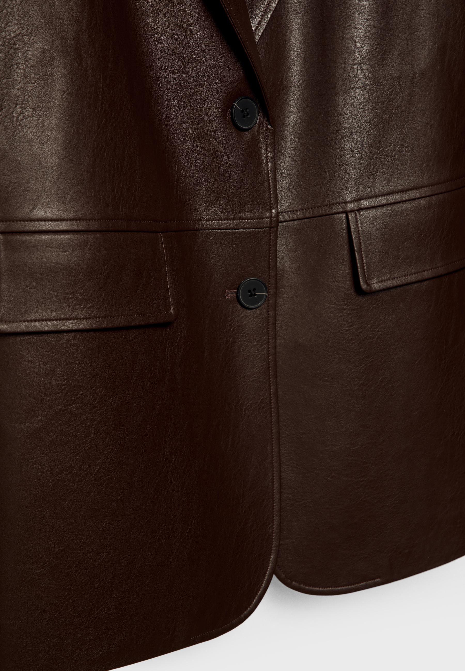 Faux leather blazer — Brown