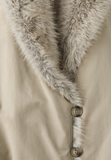 Padded jacket with faux fur collar — Beige 8