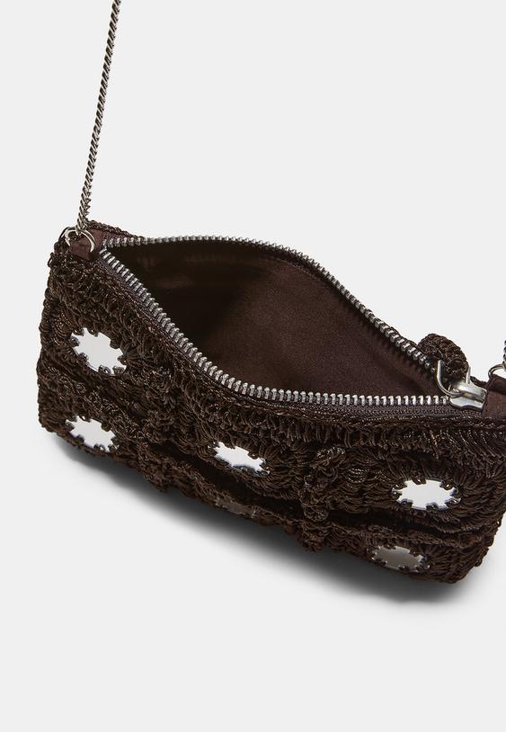 Aynalı mini kroşe çapraz askılı çanta - Görsel 7