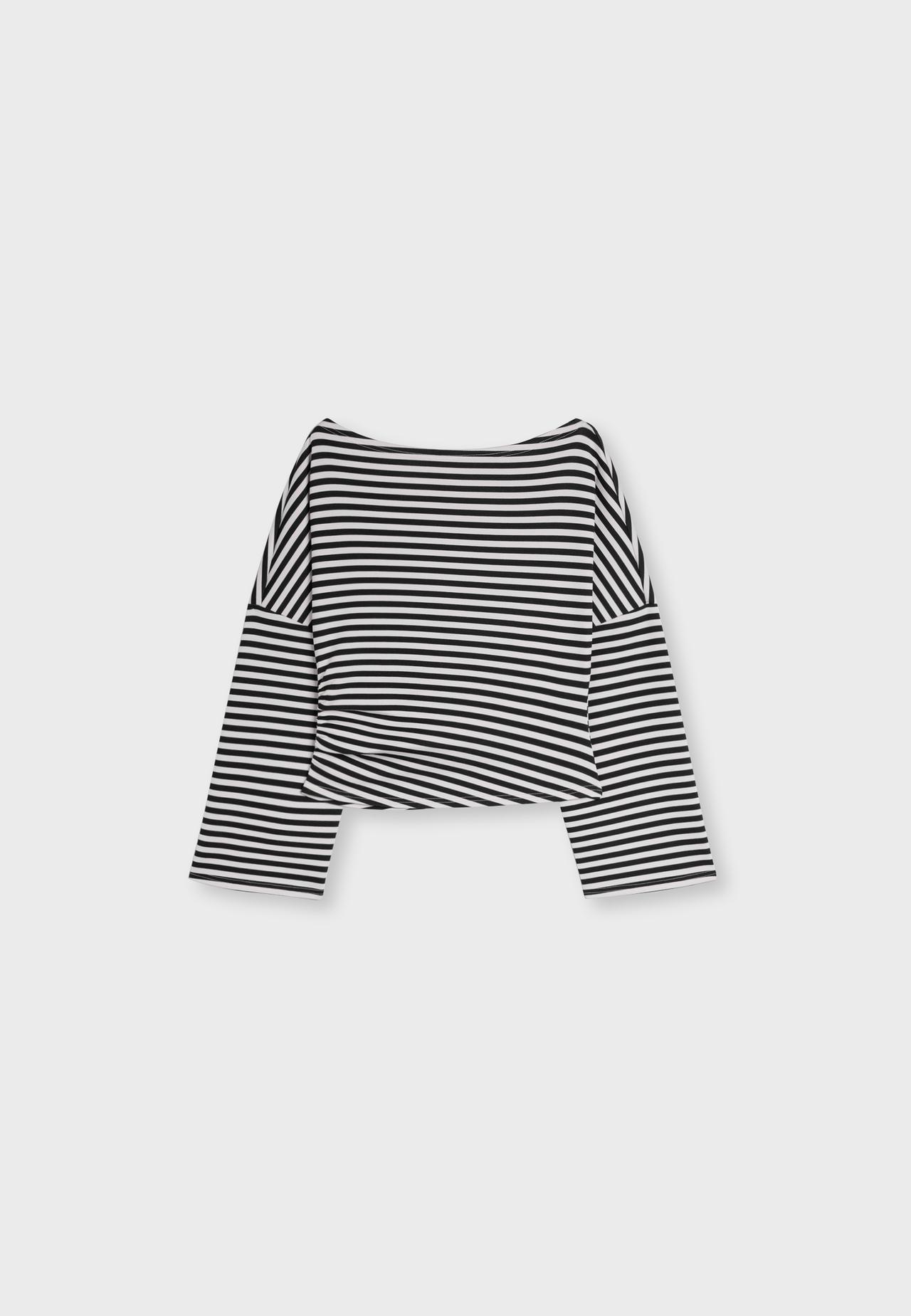 Asymmetric soft-touch ruched sweatshirt — Stone
