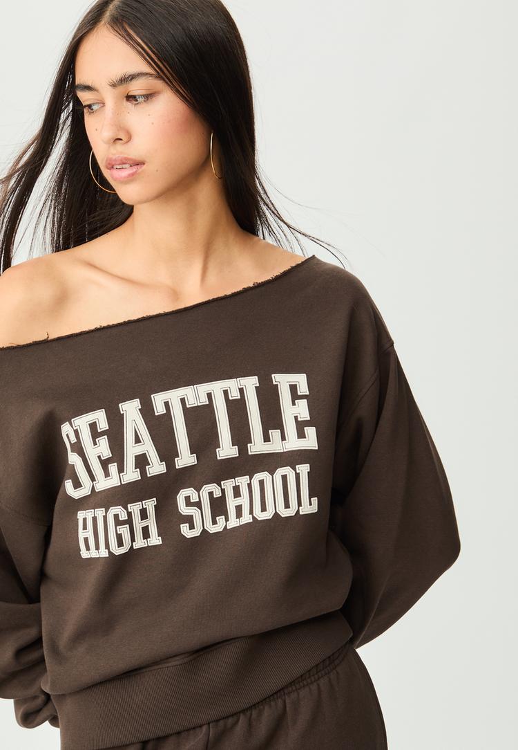 printed boat neck sweatshirt