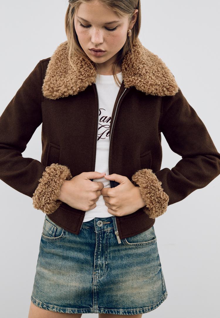 jacket with faux fur detail