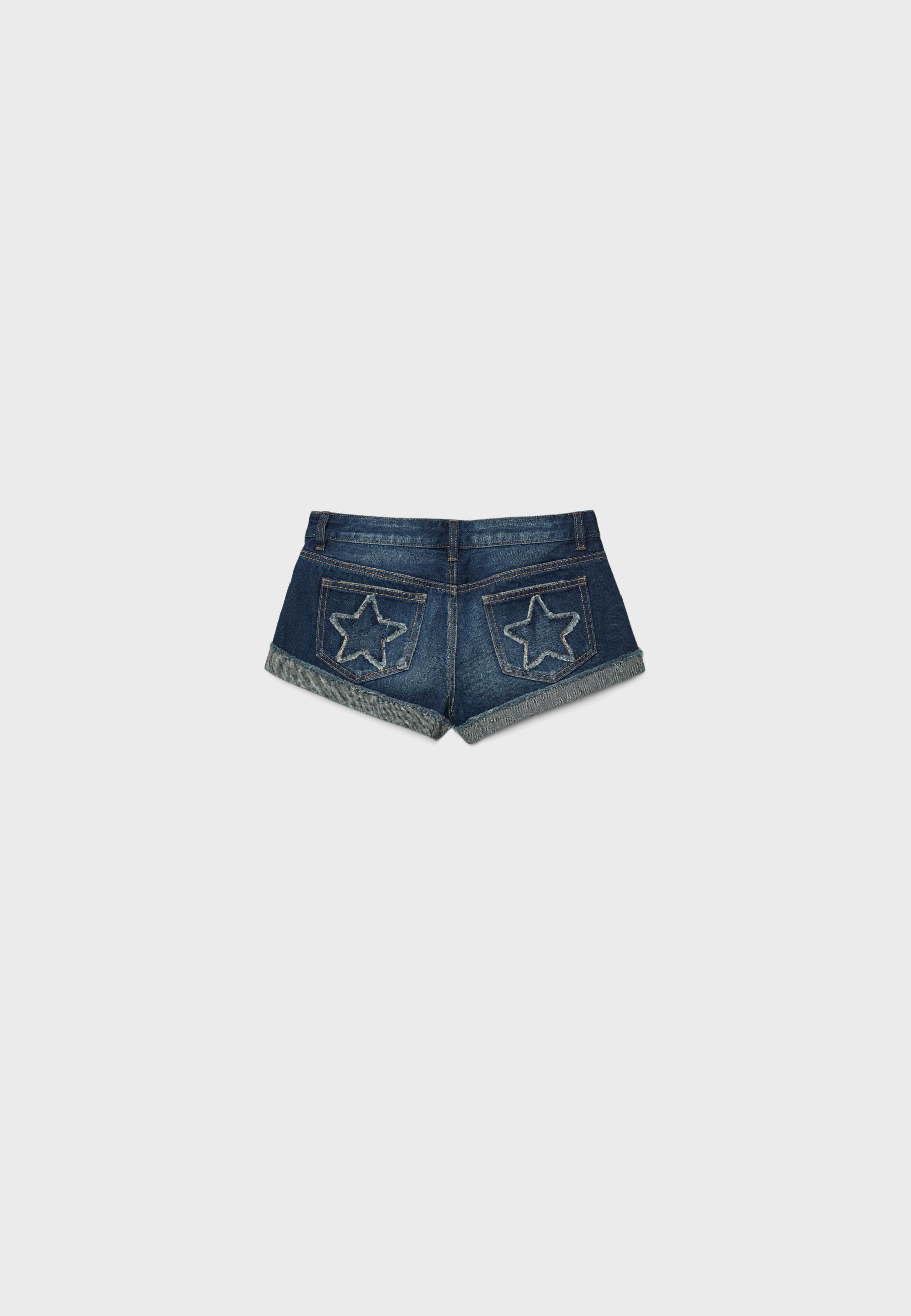Denim shorts with stars — MEDIUM LIGHT BLUE DENIM