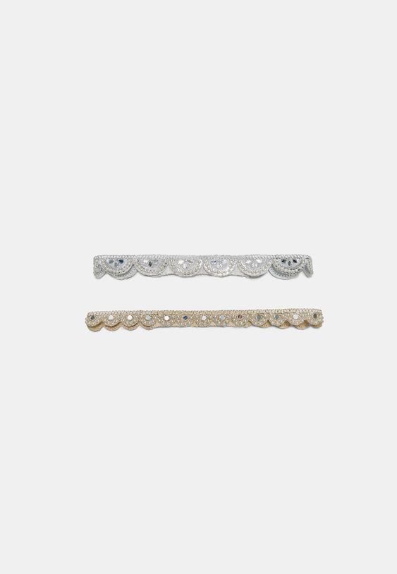 set of 2 faux pearl and mirror headbands