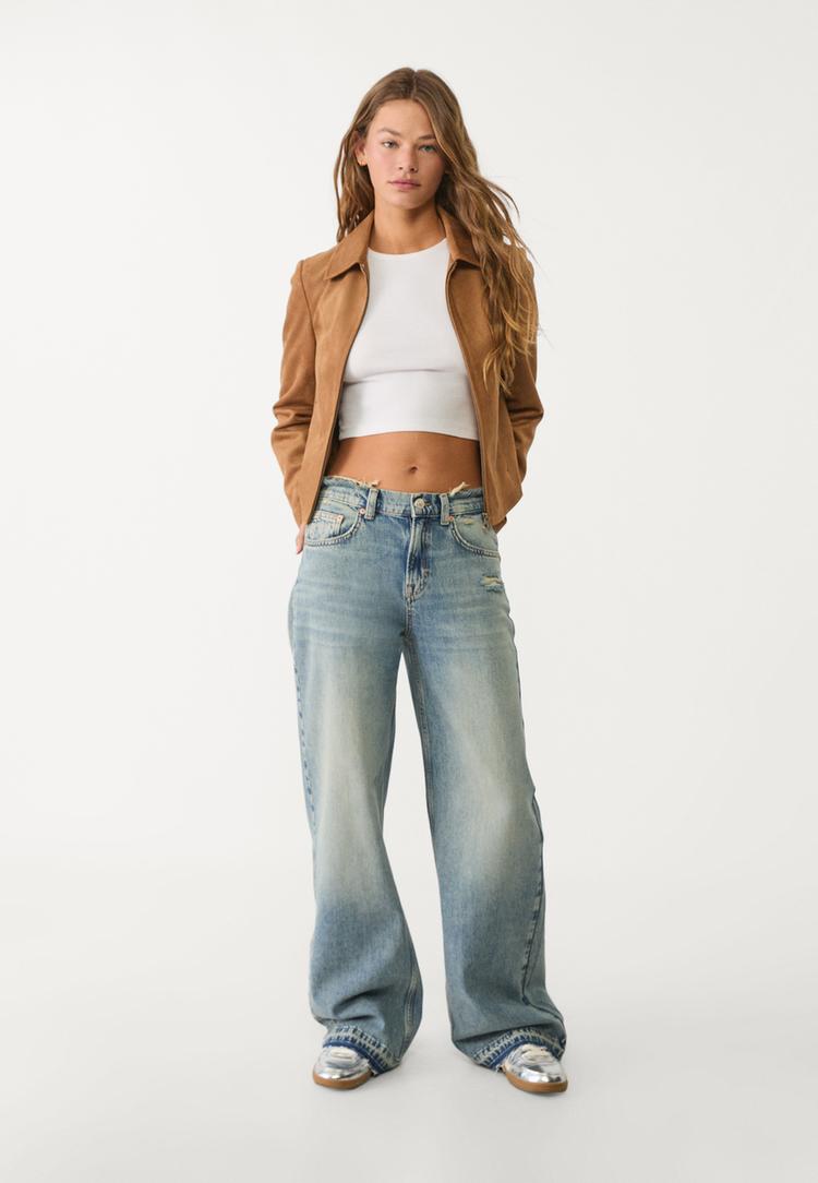 jeans straight wide fit destroyed