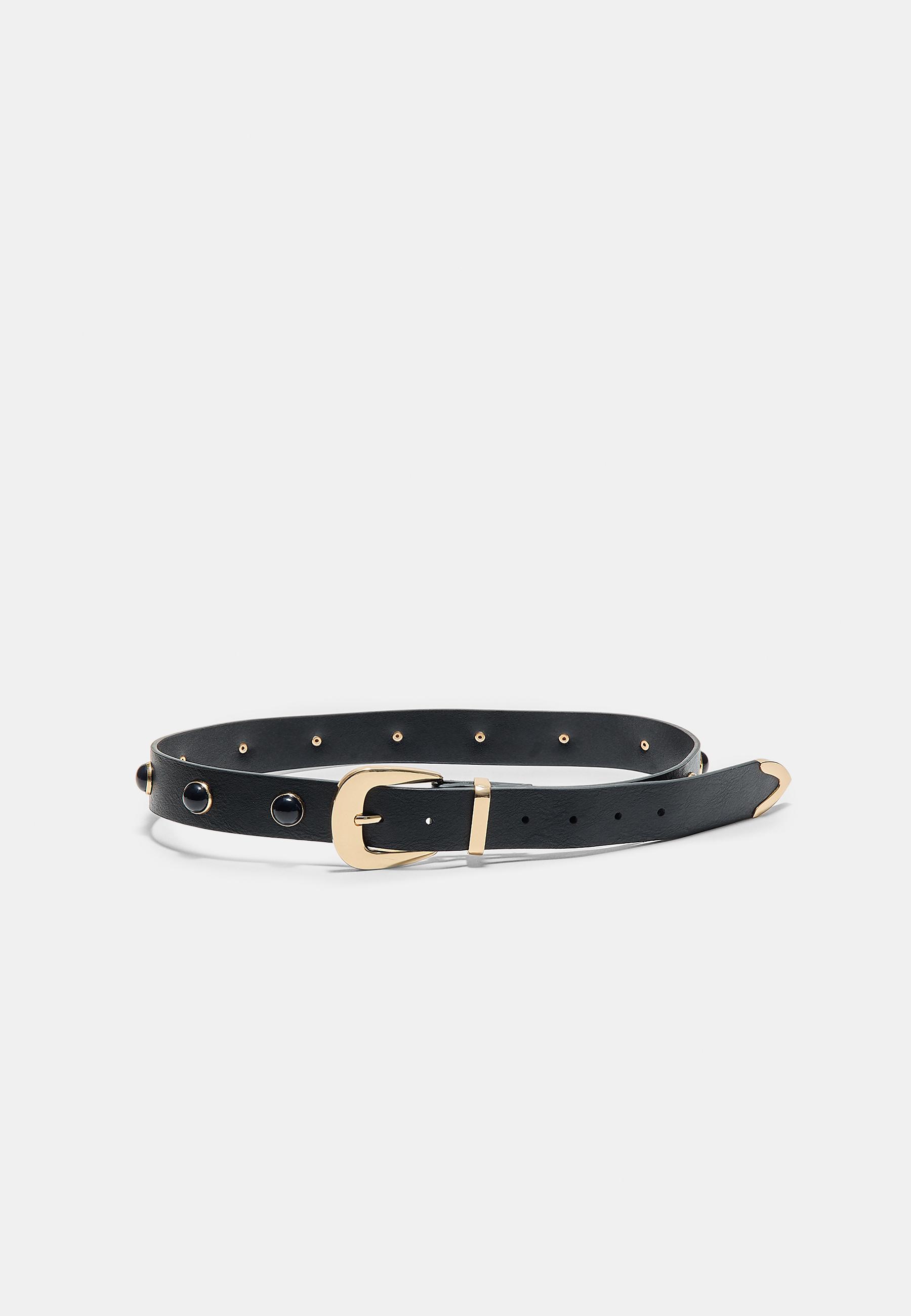Stone-embellished belt — Black