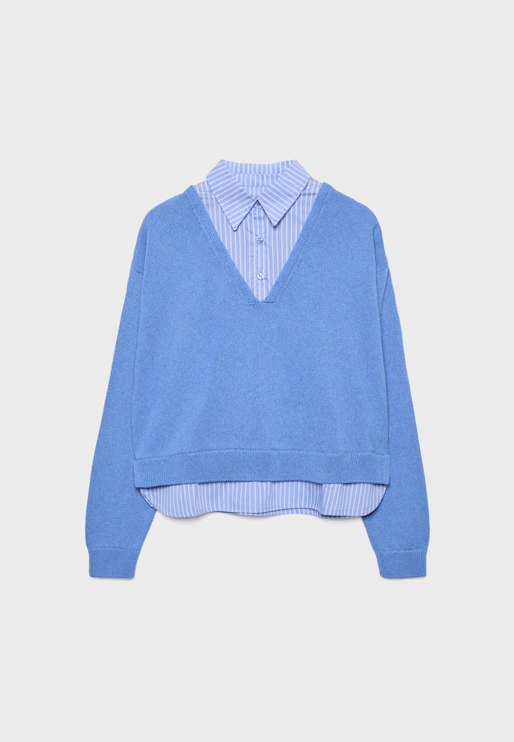 Two-fabric knit jumper — Royal blue