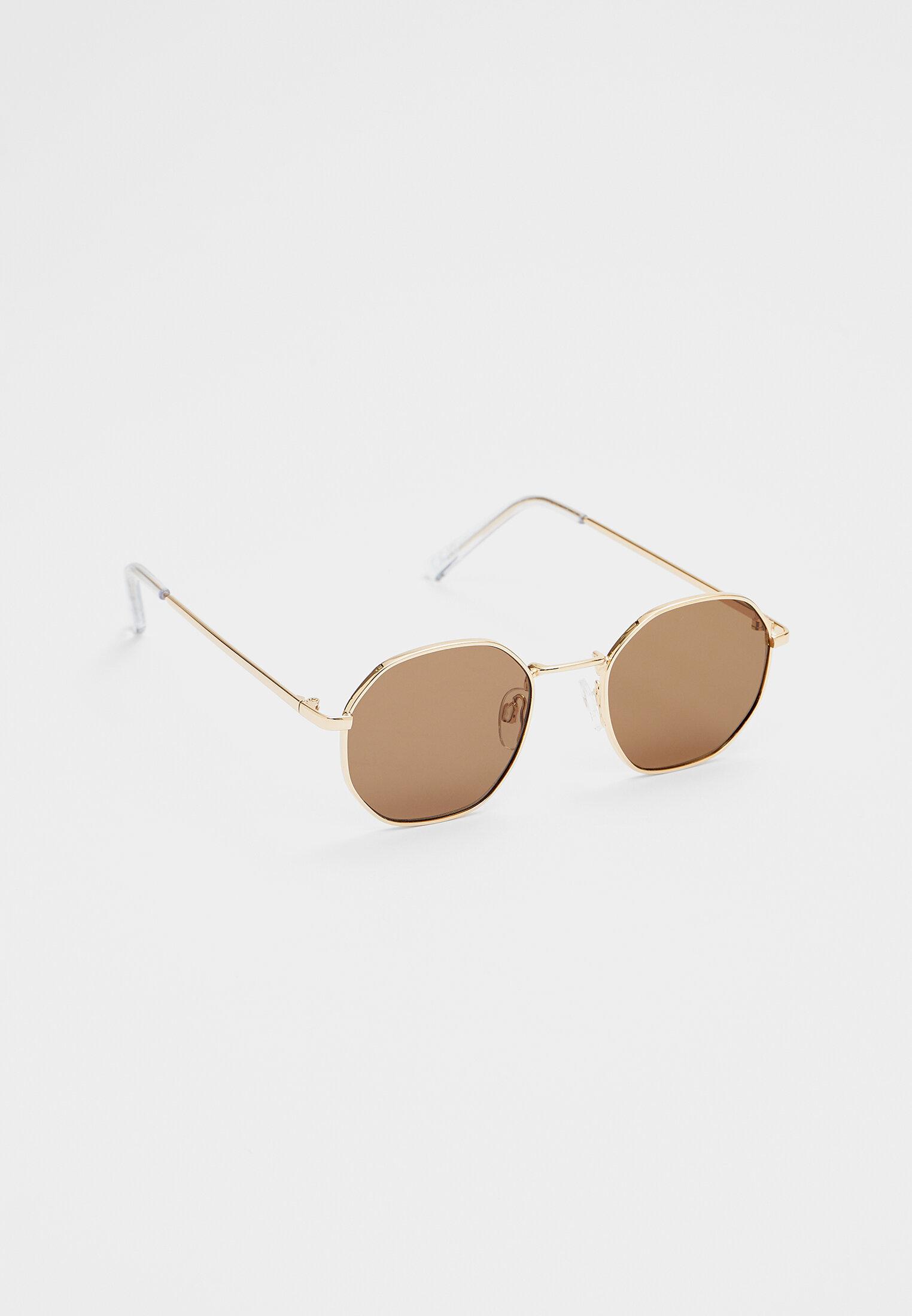 Hexagon metal sunglasses — Brown