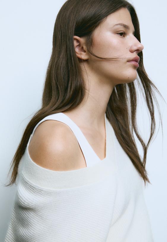 maglia scollo a v effetto feltro