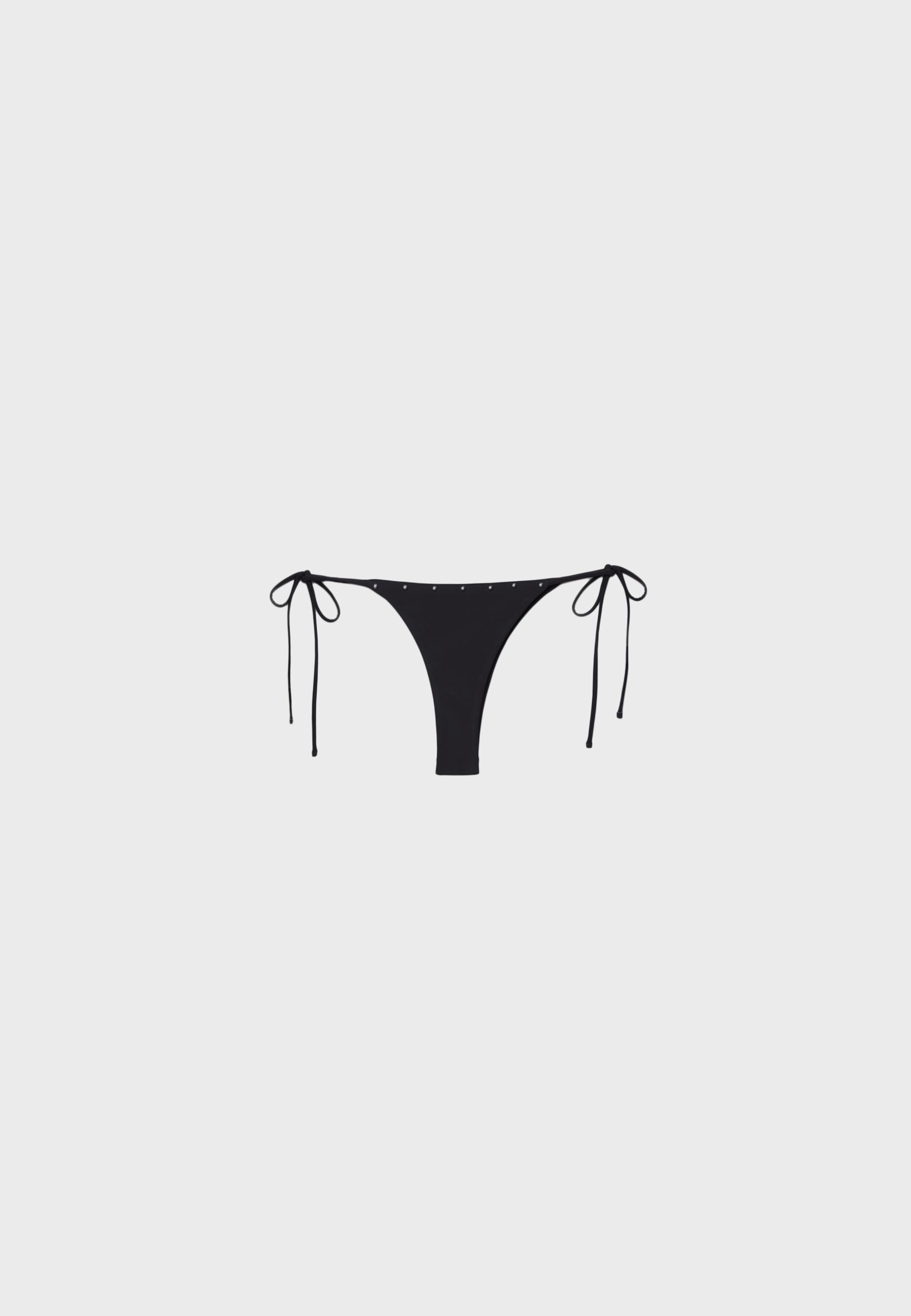 Studded tie-side bikini bottoms — Black