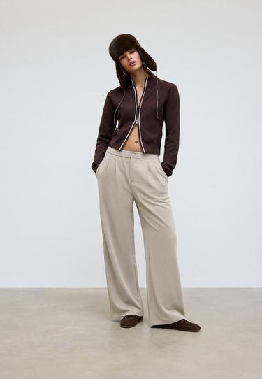 Soft-touch darted trousers — Beige 1