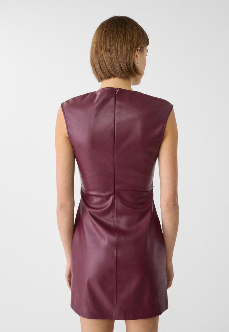 robe courte similicuir mini manches