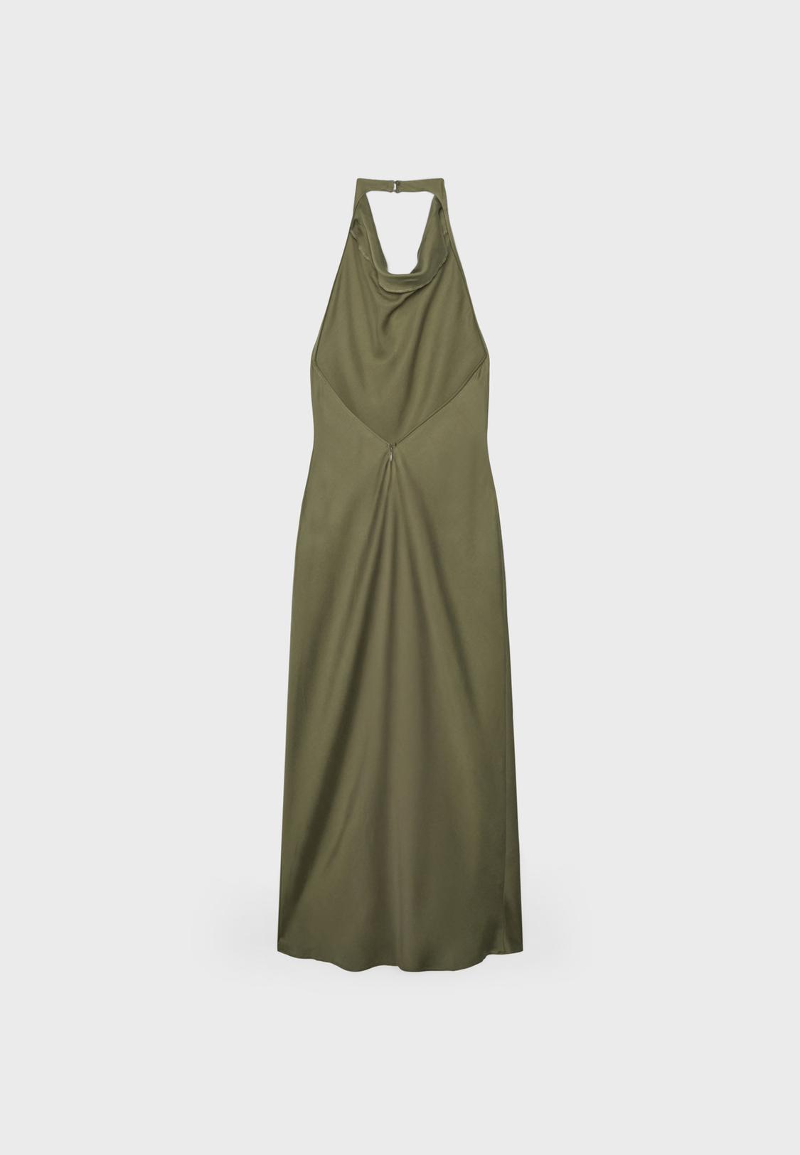 Stradivarius Backless Halter Midi Dress Fuchsia S Stradivarius Backless Halter Midi Dress Fuchsia S