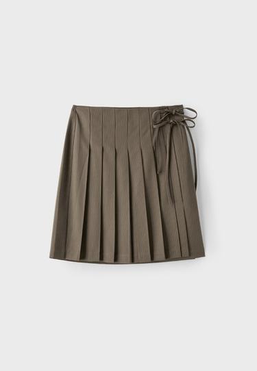 Box pleat midi skirt — Khaki 3