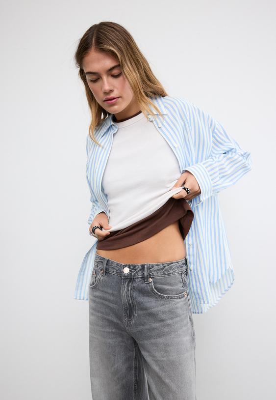 camisa fluida efecto lino